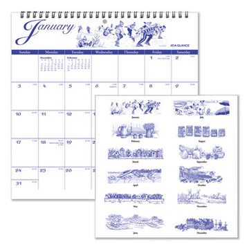 AT-A-GLANCE® Illustrator’s Edition Wall Calendar, Victorian Illustrations Artwork, 12 X 12, White-blue Sheets, 12-month (jan-dec): 2022 freeshipping - TVN Wholesale